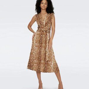 DVF Dorothee Dress, Size L, Fawn Neutral